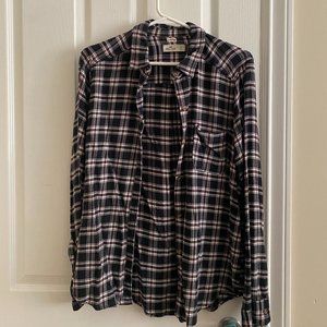 Hollister Navy/Maroon Flannel Shirt